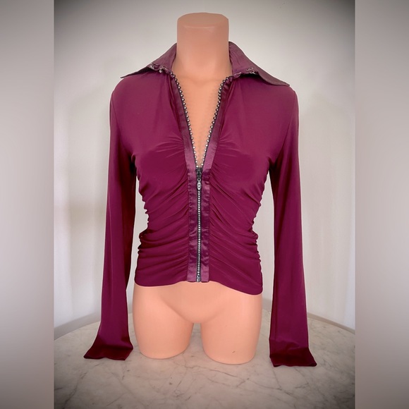 Gorgeous B2 BALIZZA Rhinestone Embellished Blouse -Full Zip - Sz 36 EU ≈ US S/XS - Picture 2 of 10